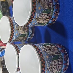 Vintage Sakura Debbie Mumm Haunted House Mugs Set of 4 2000